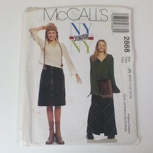 2/$15 Y2K McCalls 2868 NY NY Junior Sewing Pattern 023795286824 ©2000
